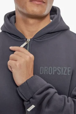 HEAVY OVERSIZED ZIP HOODIE WASHED NAVY