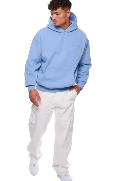 HEAVY OVERZIZE EMBO HOODIE BLUE WASHED