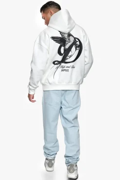 HEAVY OVERZIZE FLY HIGH HOODIE WASHED WHITE