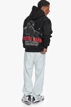 HEAVY OVERZIZE MAKE IT HAPPEN HOODIE BLACK