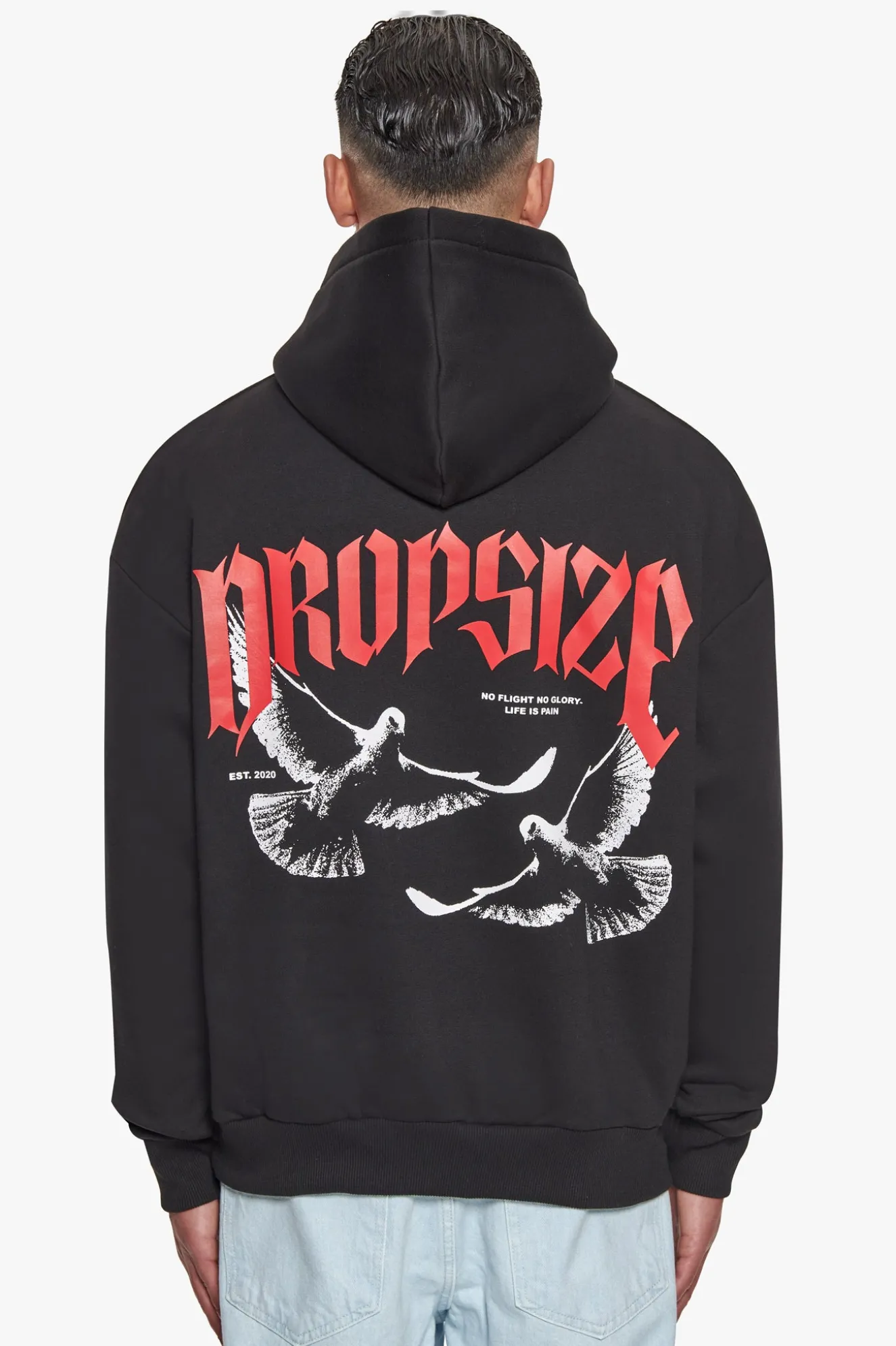 HEAVY OVERZIZE NO FIGHT NO GLORY HOODIE BLACK