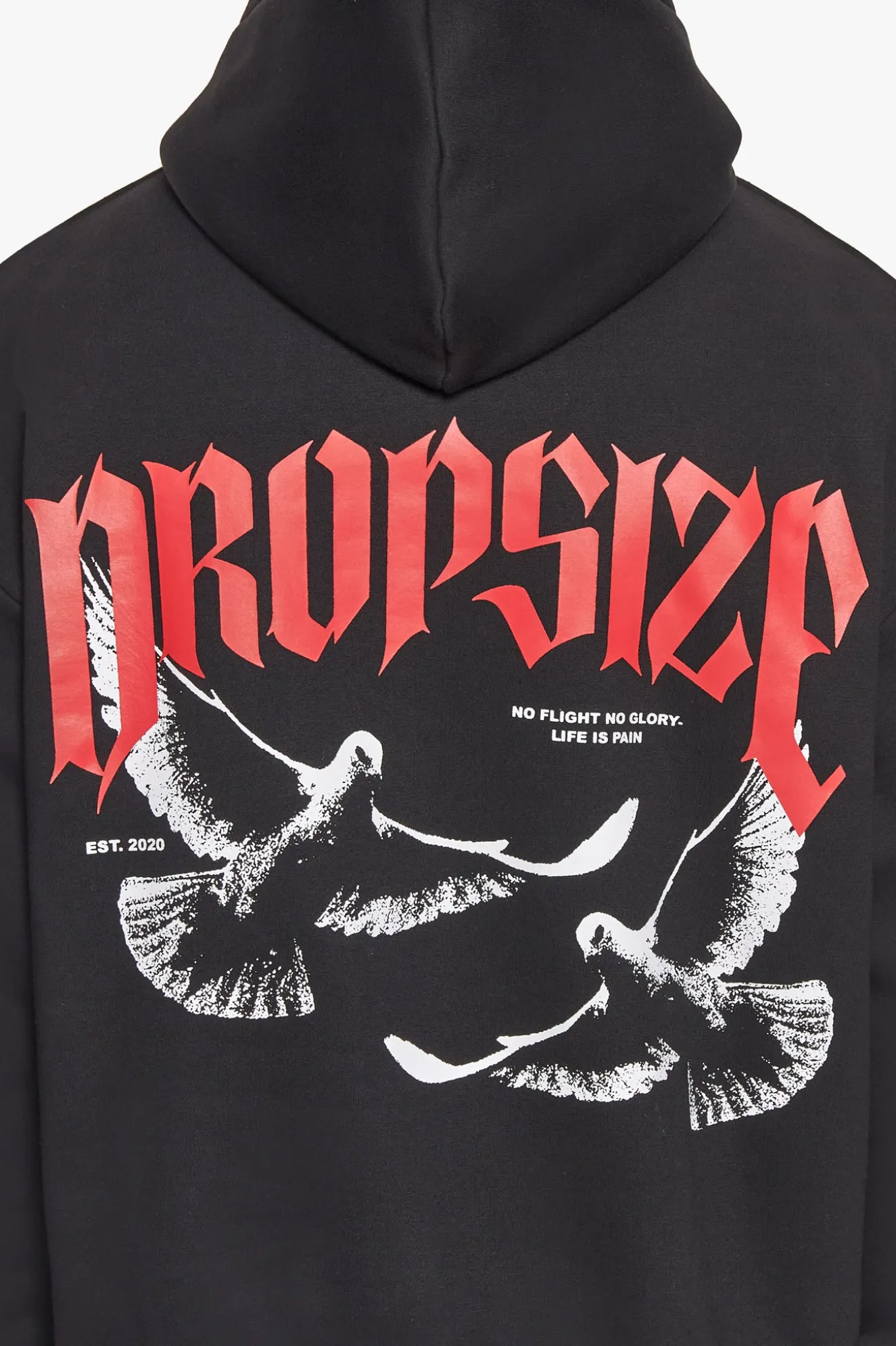 HEAVY OVERZIZE NO FIGHT NO GLORY HOODIE BLACK