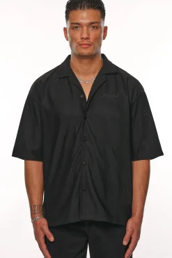 HEAVY PLISSEE SUMMER SHIRT BLACK
