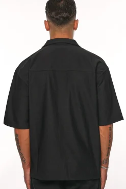 HEAVY PLISSEE SUMMER SHIRT BLACK