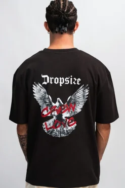 HEYVY OVERSIZE CREW DOVE T-SHIRT WASHED BLACK