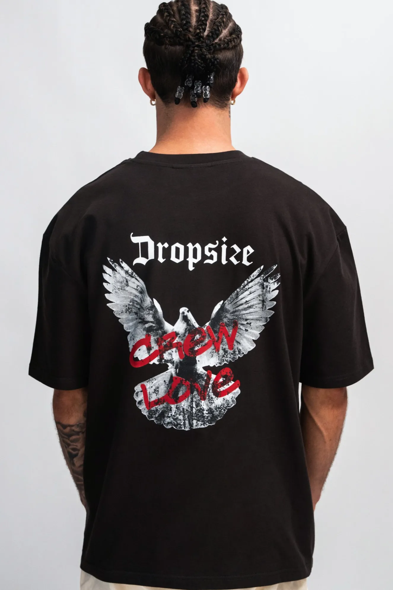 HEYVY OVERSIZE CREW DOVE T-SHIRT WASHED BLACK