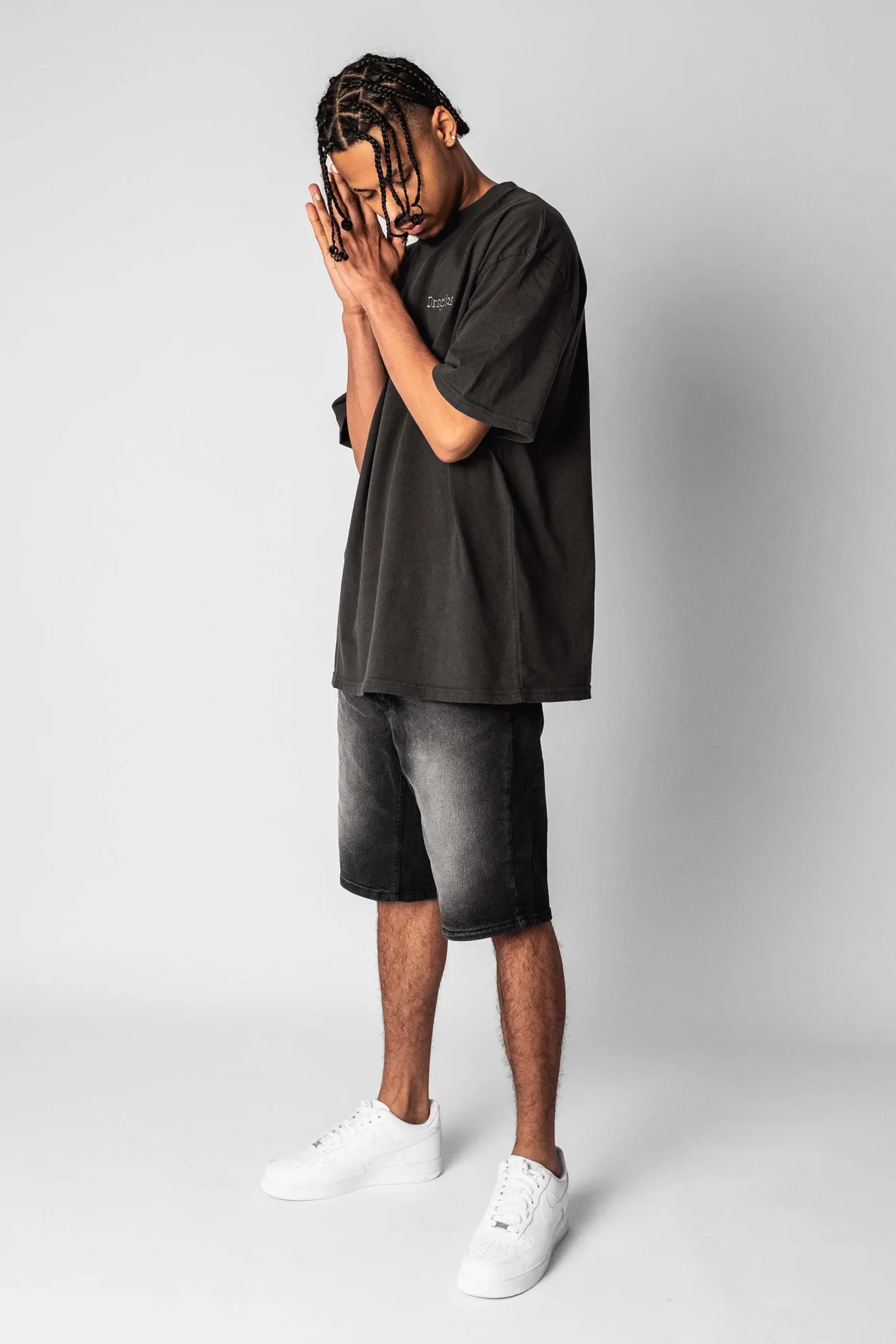JEANS SHORT WASHED BLACK