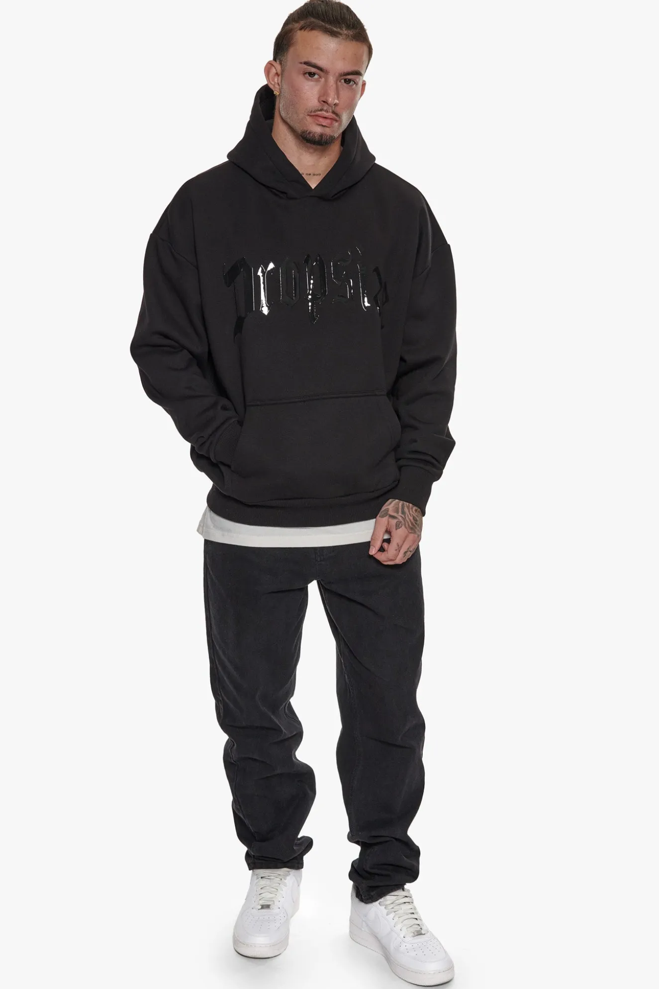 LACQUER PRINT LOGO HOODIE BLACK