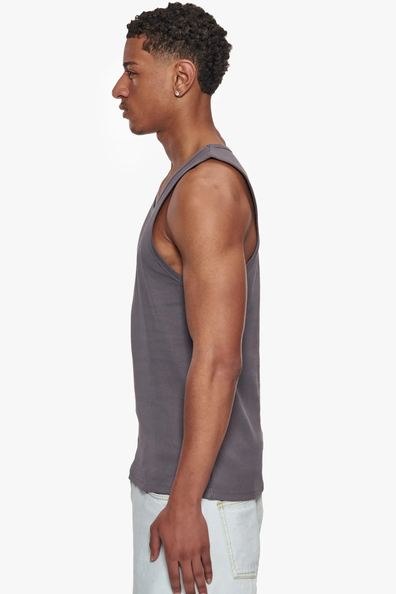 RIB TANK TOP GREY