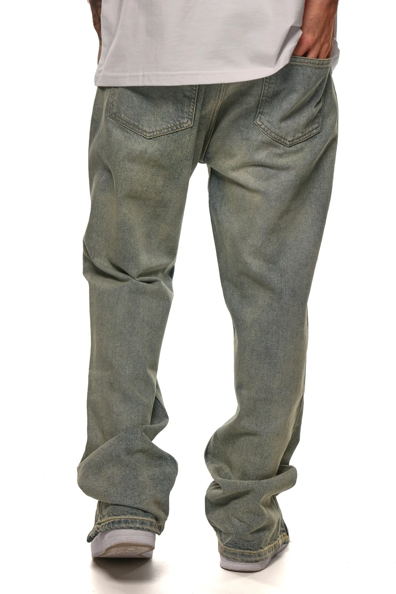 RIPPED ZIP JEANS