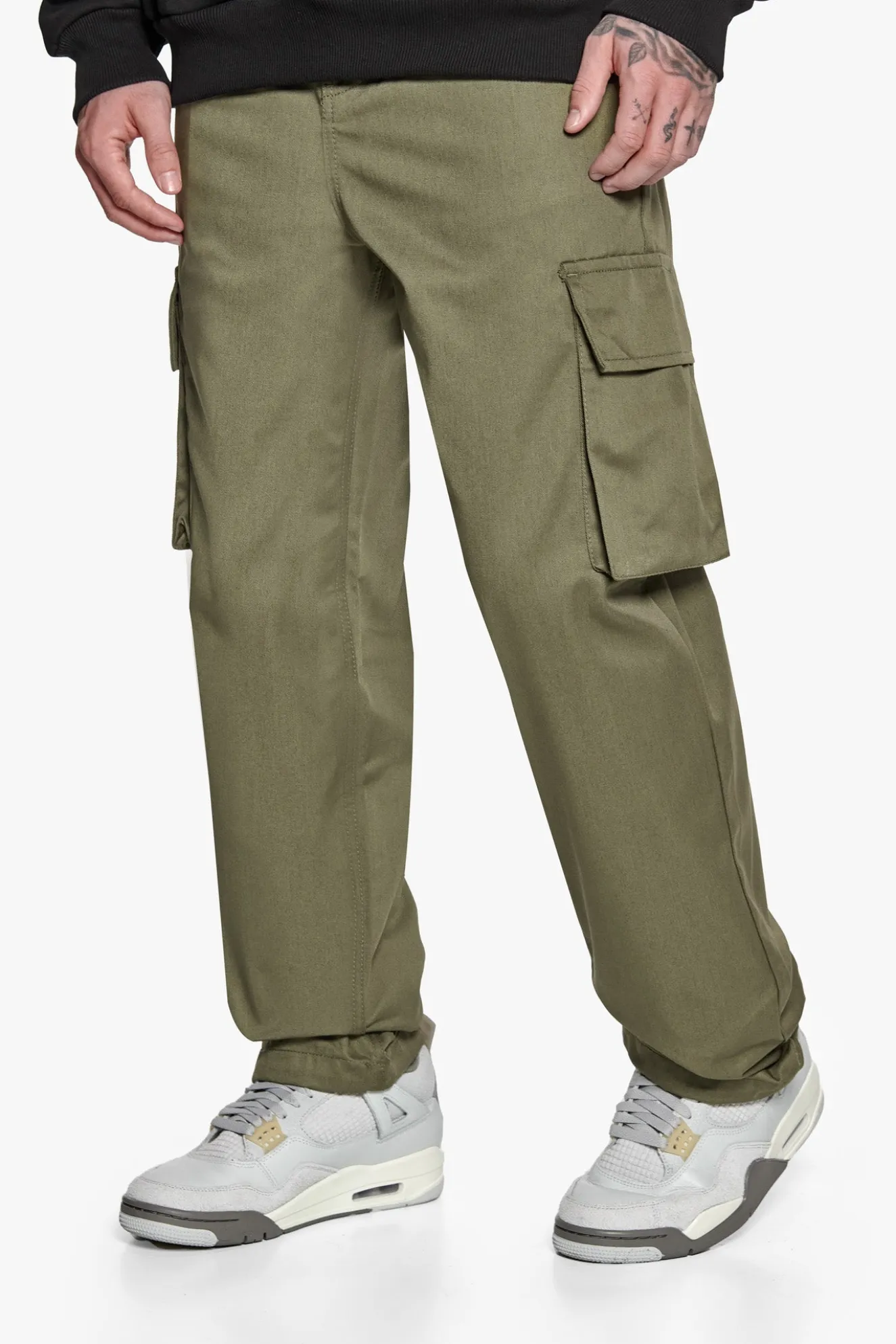 SINGLE CARGO POCKET WORK WEAR PANTS OLIVE