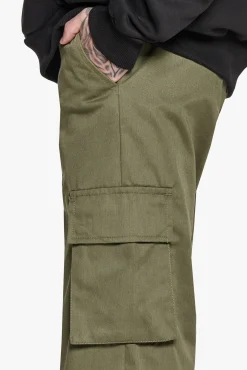SINGLE CARGO POCKET WORK WEAR PANTS OLIVE