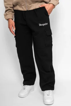 STRAIGHT LEG CARGO SWEAT PANTS BLACK