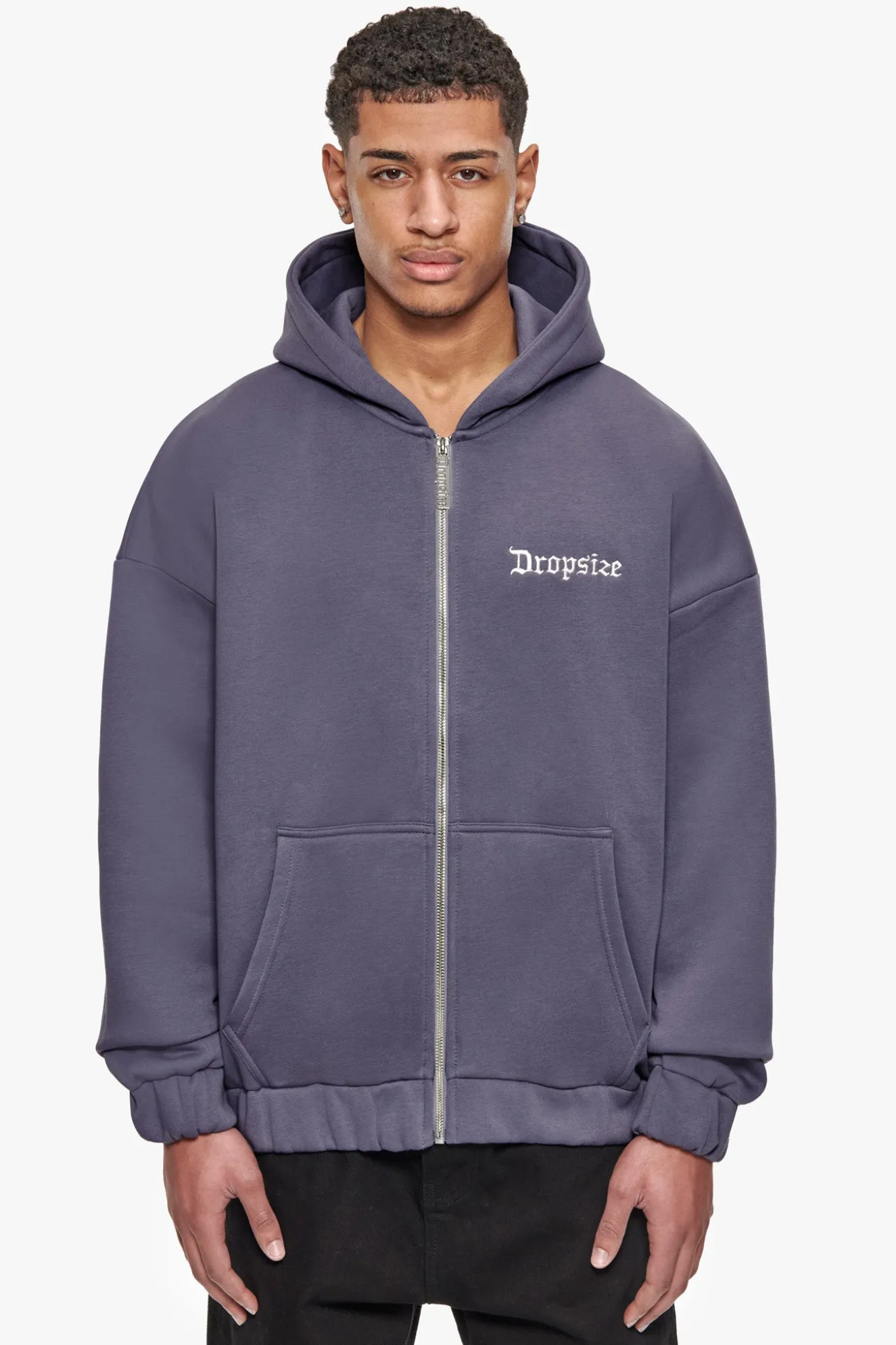 SUPER HEAVY OVERISZE BLANK ZIP HOODIE GRANITE