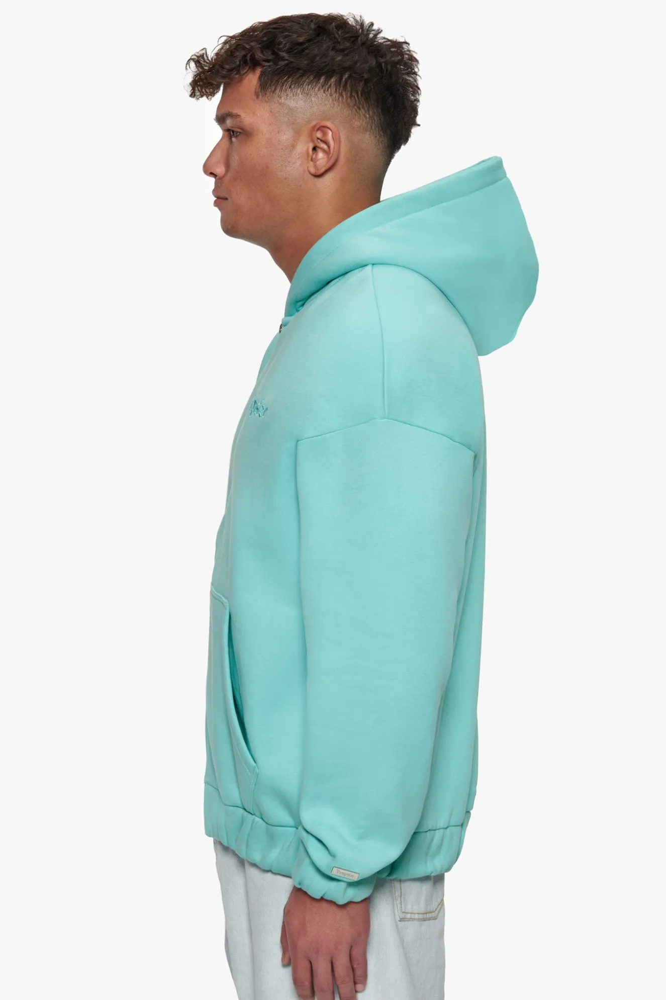 SUPER HEAVY OVERISZE BLANK ZIP HOODIE TURQUOISE
