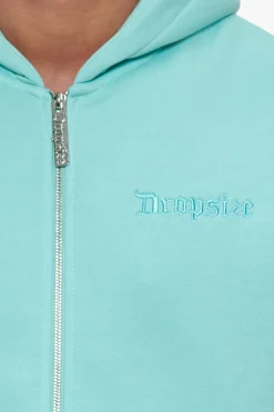 SUPER HEAVY OVERISZE BLANK ZIP HOODIE TURQUOISE