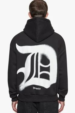 SUPER HEAVY OVERSIZE BLURRED LOGO HOODIE BLACK