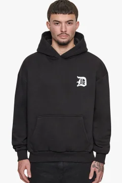 SUPER HEAVY OVERSIZE BLURRED LOGO HOODIE BLACK