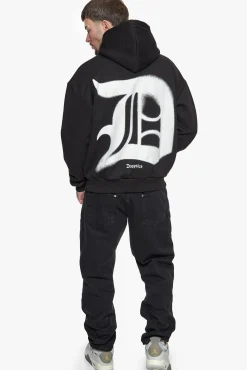 SUPER HEAVY OVERSIZE BLURRED LOGO HOODIE BLACK