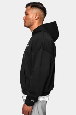 SUPER HEAVY OVERSIZE BLANK ZIP HOODIE BLACK