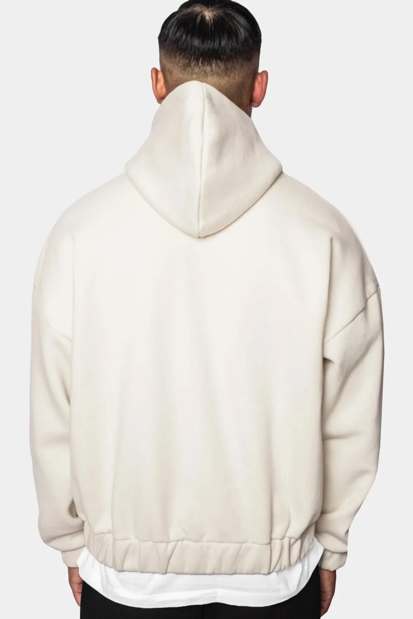 SUPER HEAVY OVERSIZE BLANK ZIP HOODIE COCONUT MILK