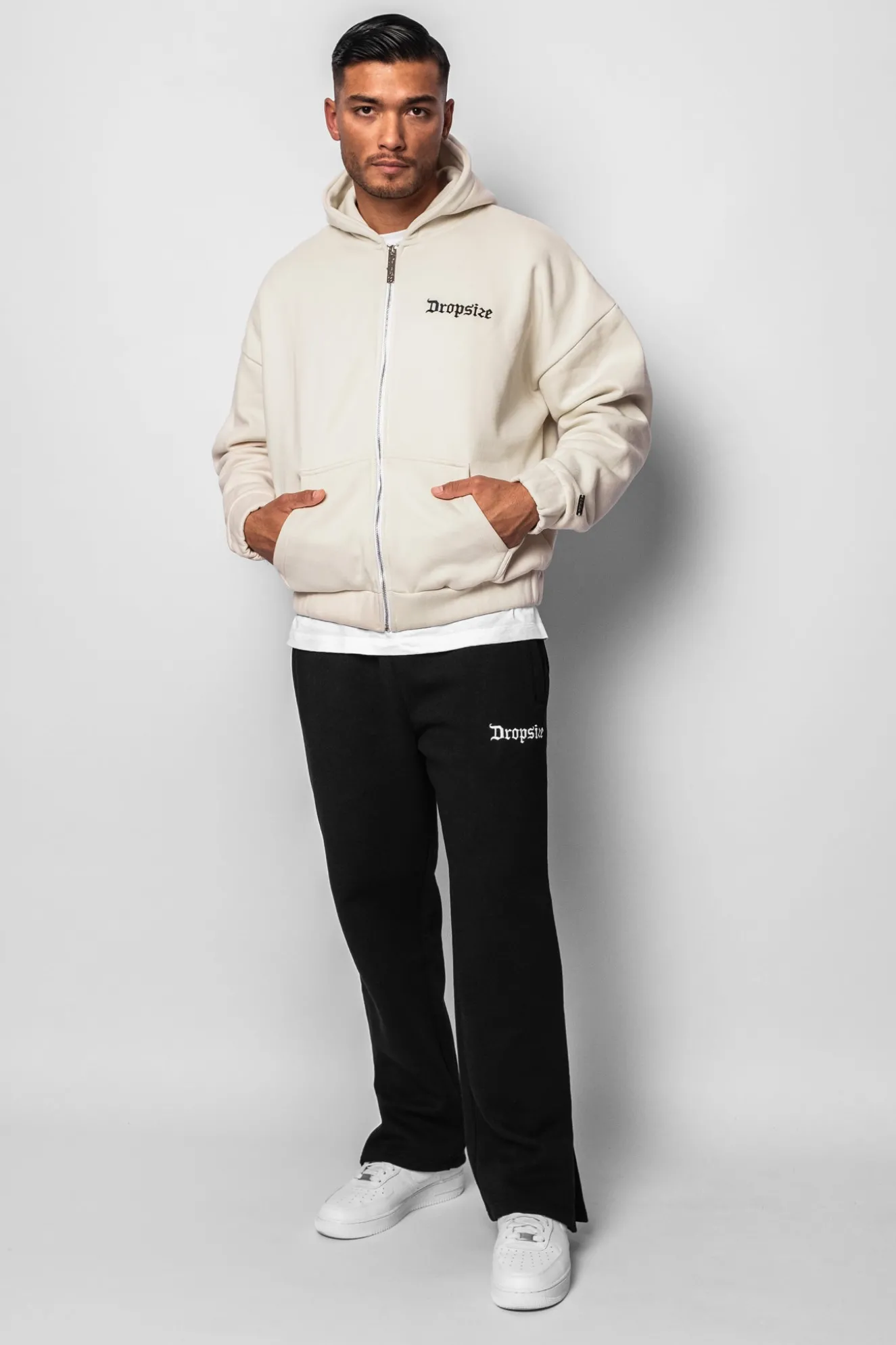 SUPER HEAVY OVERSIZE BLANK ZIP HOODIE COCONUT MILK