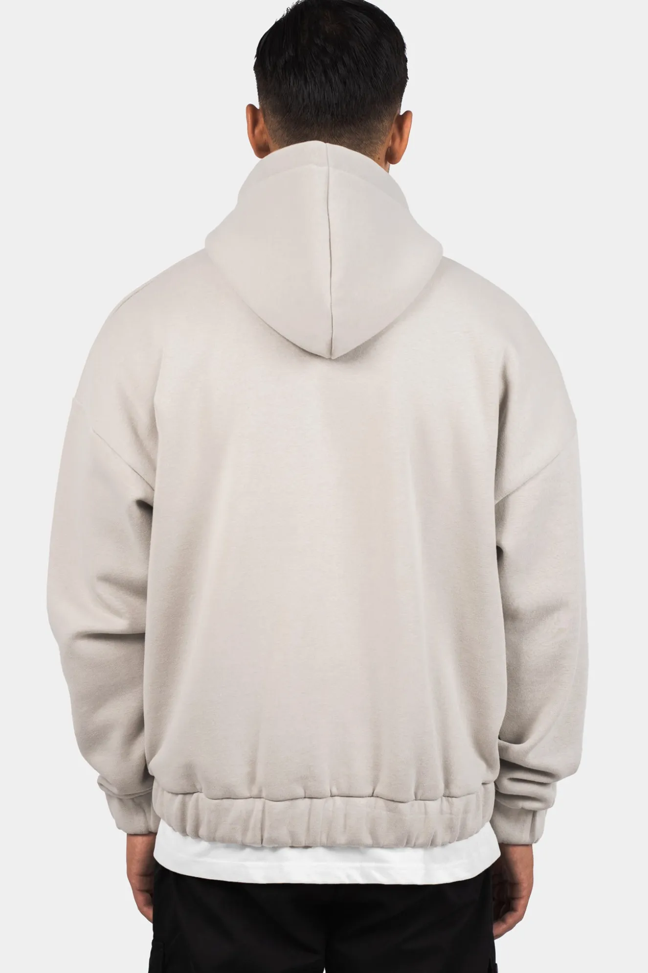 SUPER HEAVY OVERSIZE BLANK ZIP HOODIE MOON BEAM