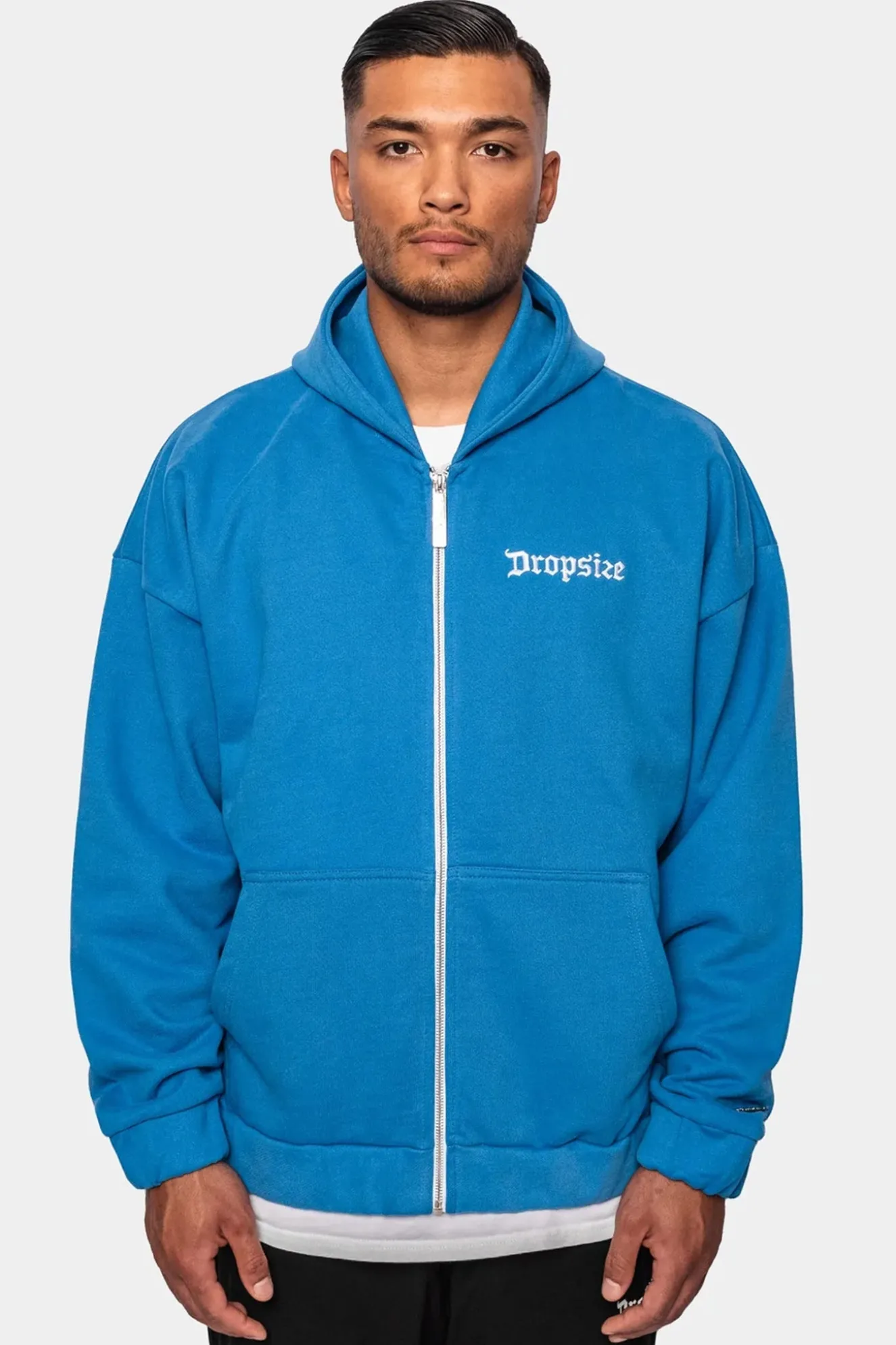 SUPER HEAVY OVERSIZE BLANK ZIP HOODIE ROYAL BLUE