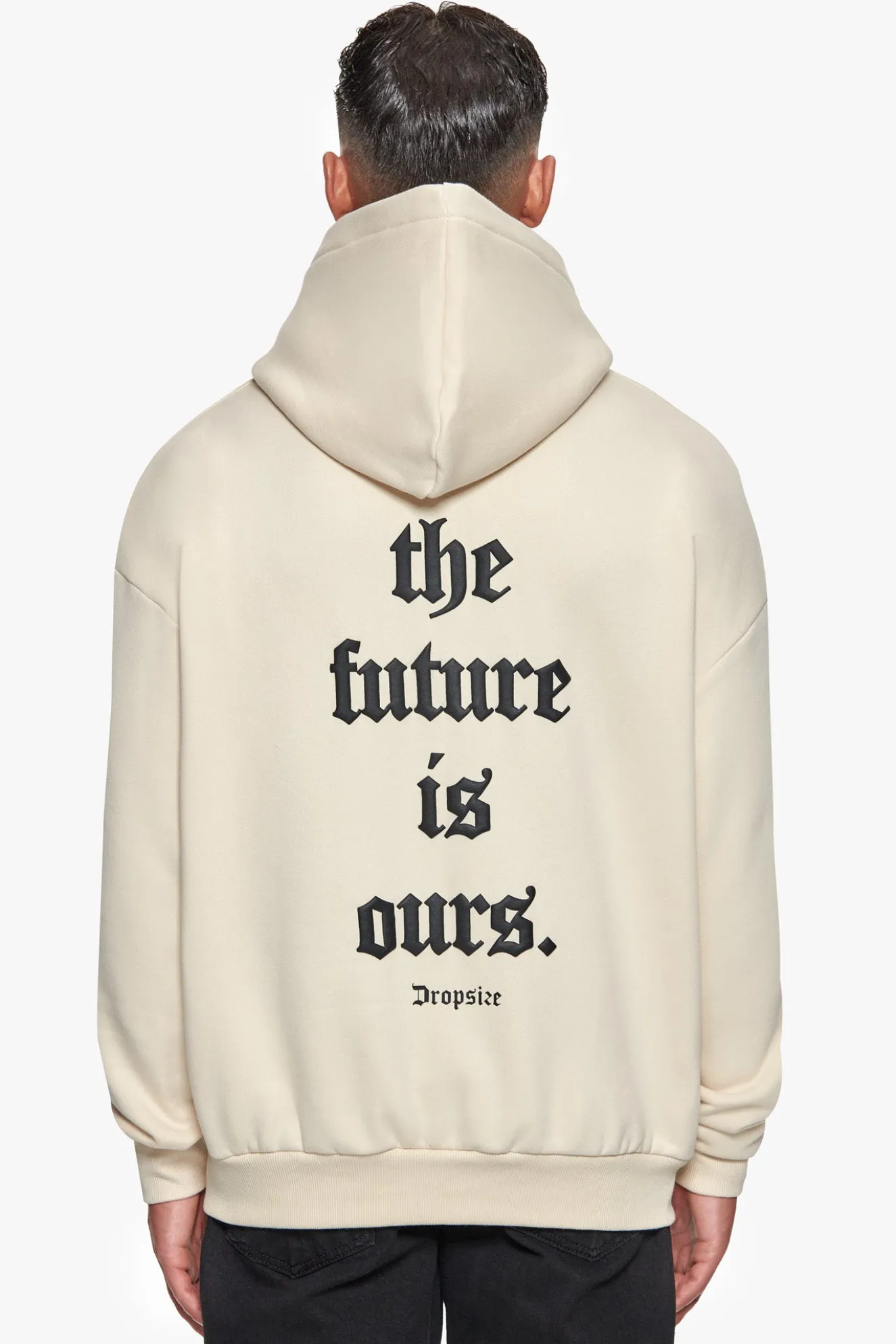 SUPER HEAVY OVERSIZE FUTURE IS OURS HOODIE COCONUT/BLACK