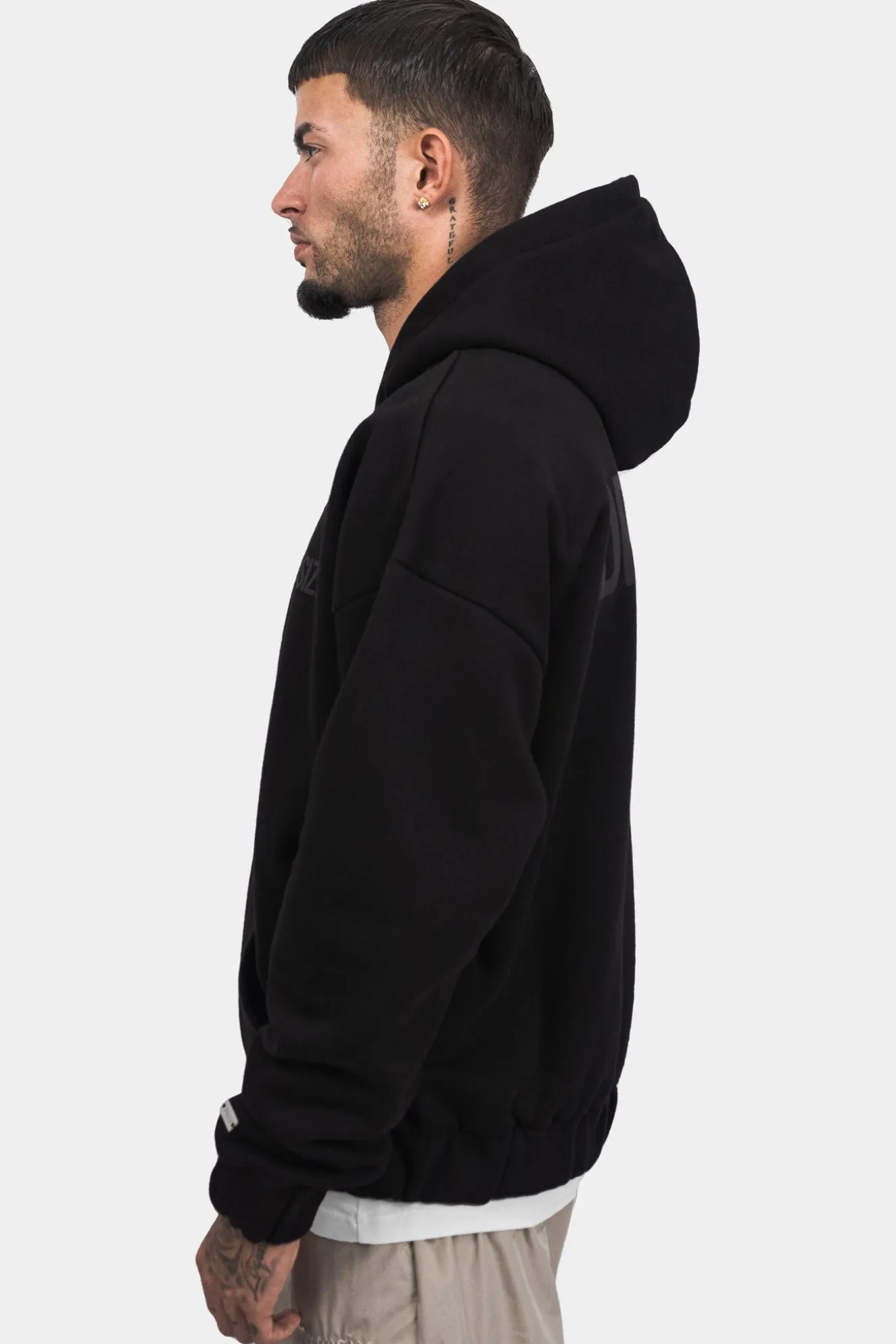 SUPER HEAVY OVERSIZE HD PRINT ZIP HOODIE BLACK