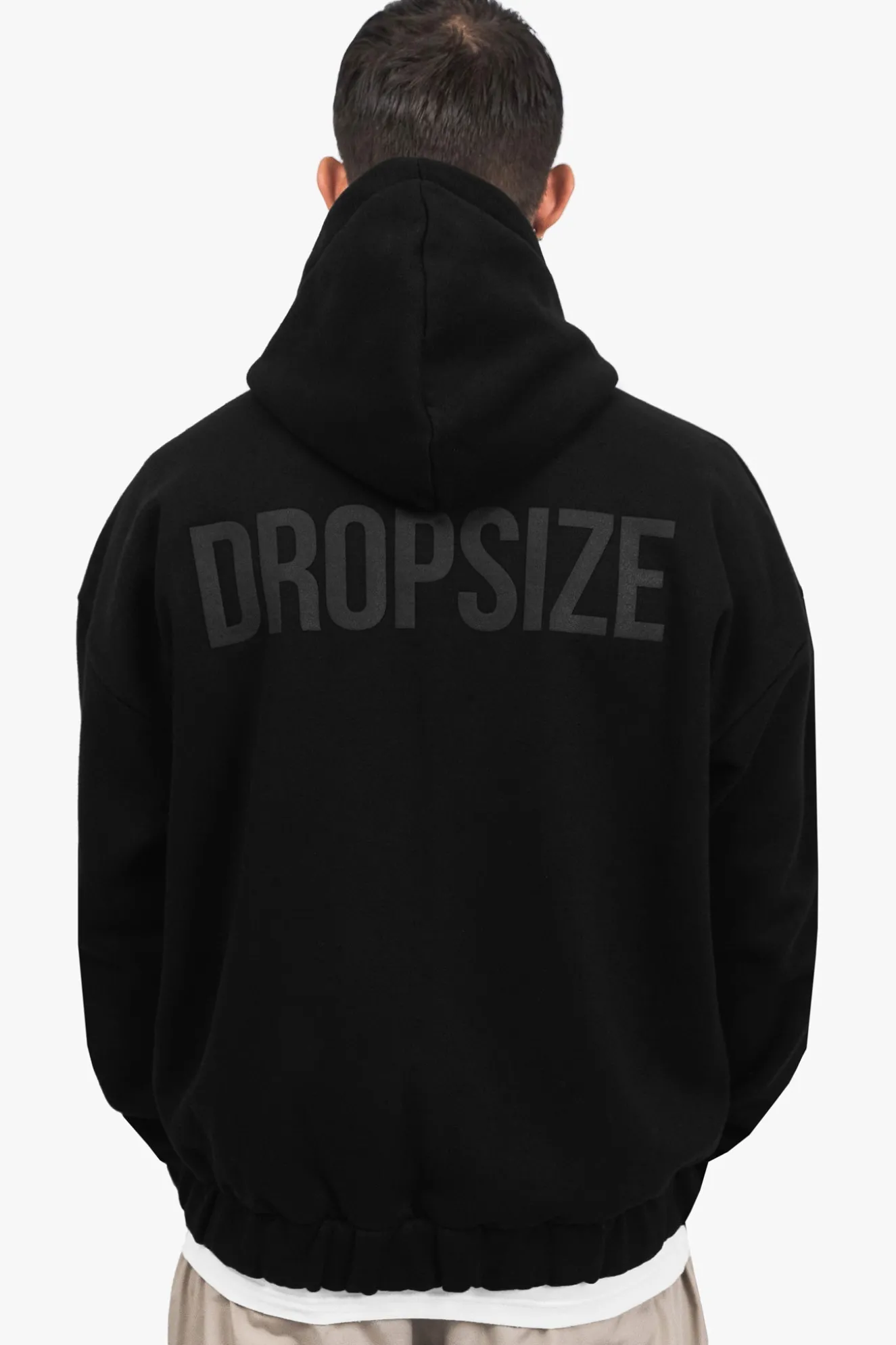 SUPER HEAVY OVERSIZE HD PRINT ZIP HOODIE BLACK
