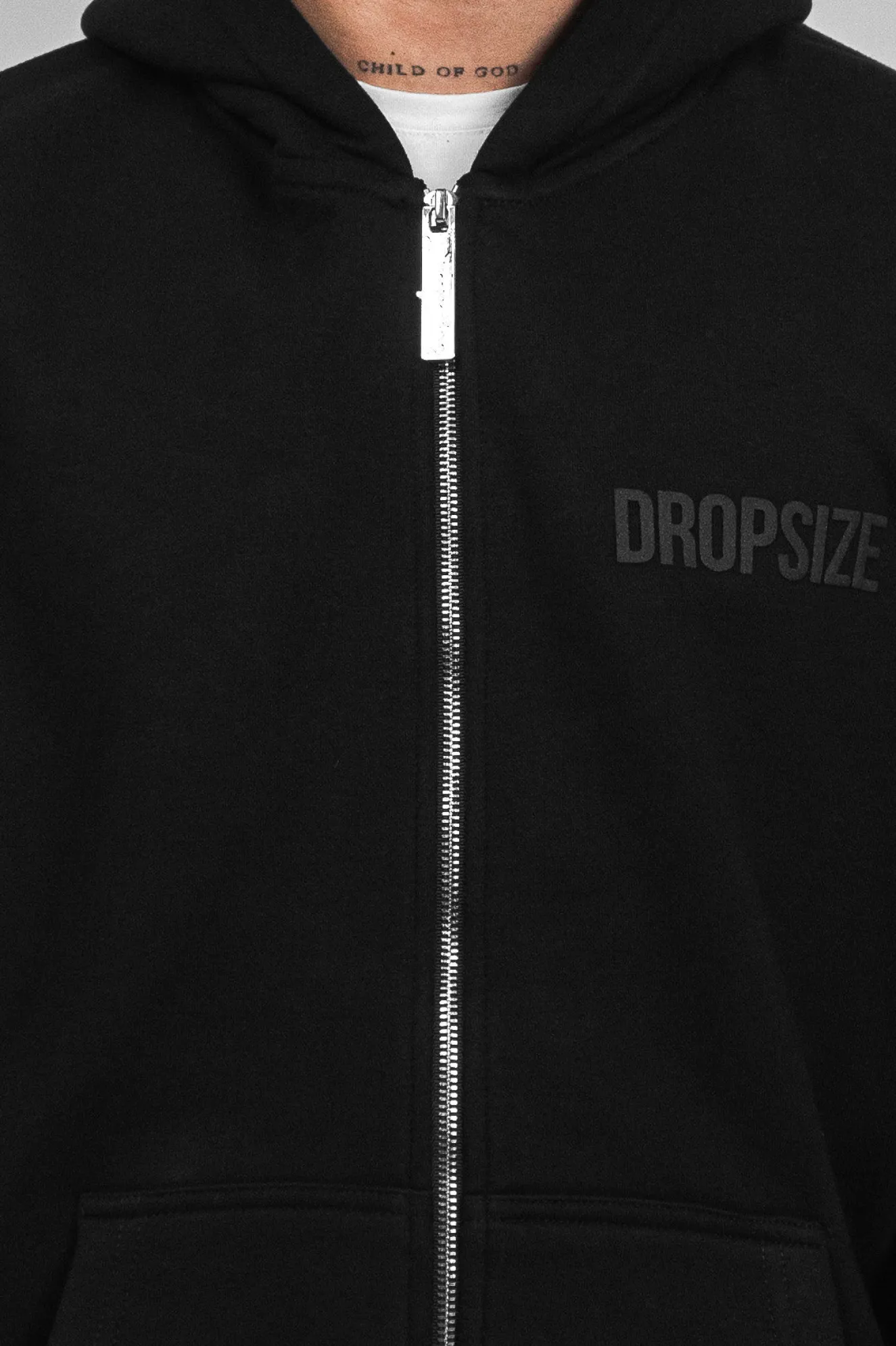 SUPER HEAVY OVERSIZE HD PRINT ZIP HOODIE BLACK
