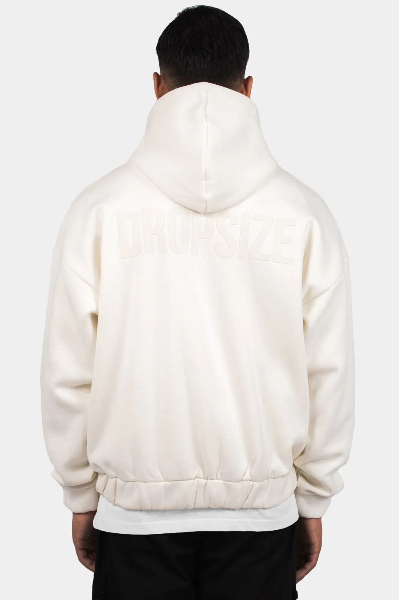 SUPER HEAVY OVERSIZE HD PRINT ZIP HOODIE CREAM WHITE