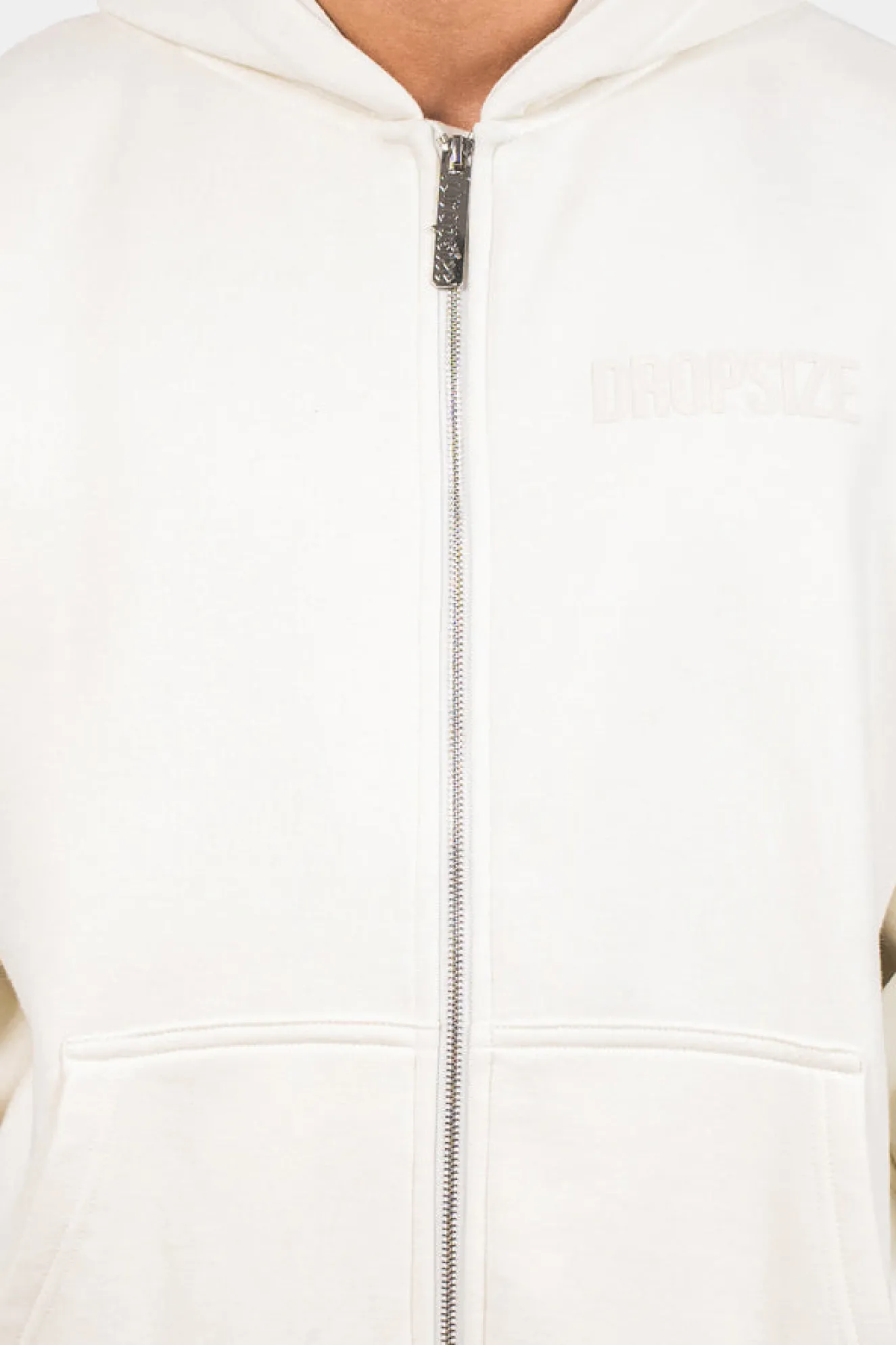 SUPER HEAVY OVERSIZE HD PRINT ZIP HOODIE CREAM WHITE