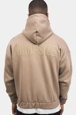 SUPER HEAVY OVERSIZE HD PRINT ZIP HOODIE SILVER MINK