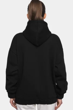 SUPER HEAVY OVERSIZE LOGO ZIP HOODIE BLACK