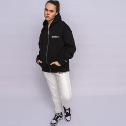 SUPER HEAVY OVERSIZE LOGO ZIP HOODIE BLACK