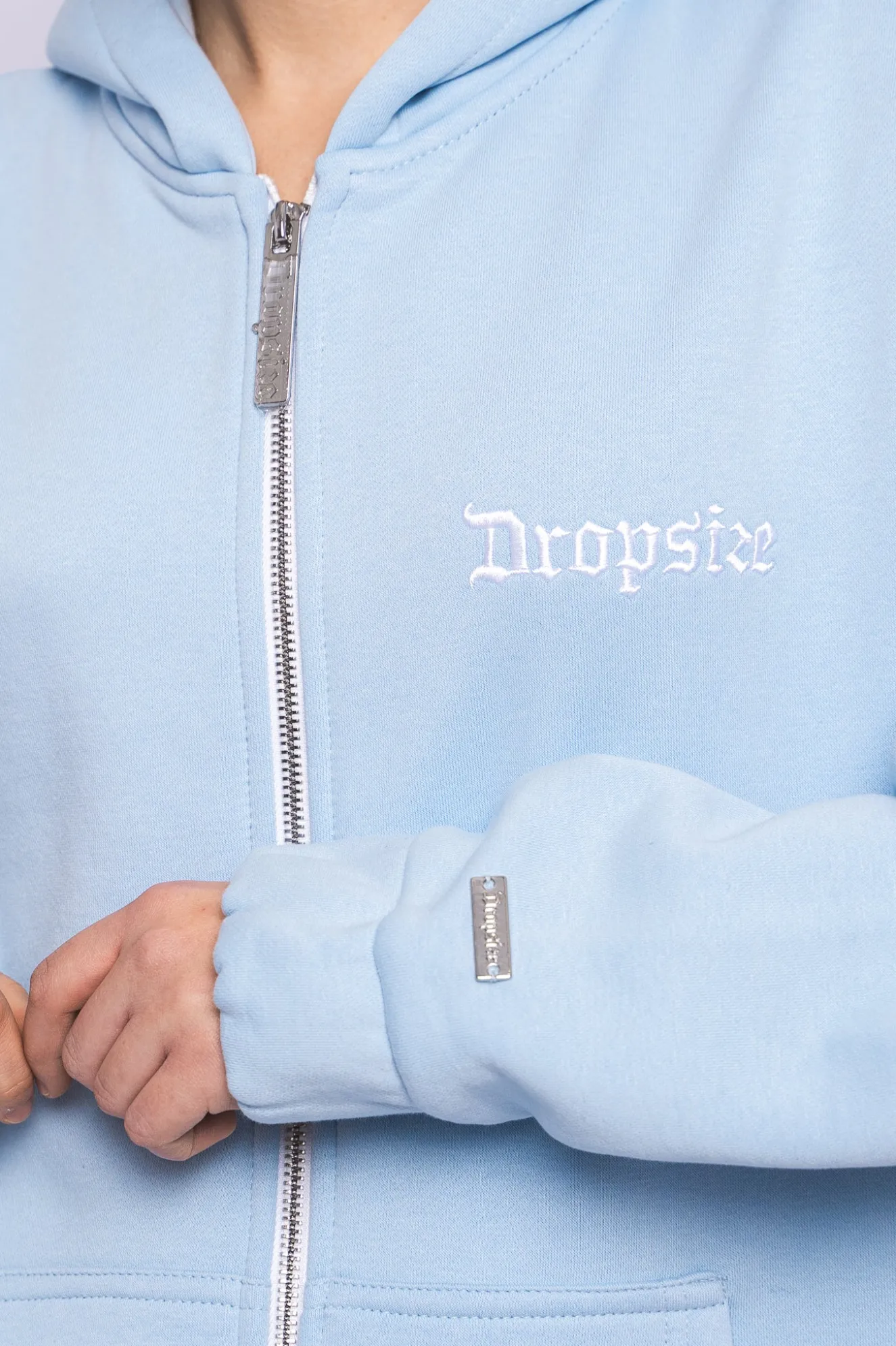 SUPER HEAVY OVERSIZE LOGO ZIP HOODIE BABY BLUE