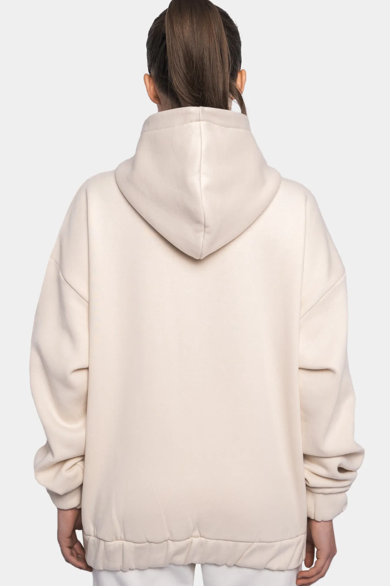 SUPER HEAVY OVERSIZE LOGO ZIP HOODIE COCONUT MILK