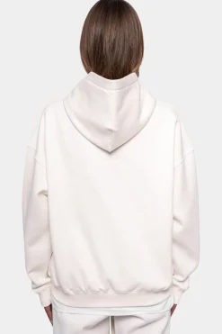 SUPER HEAVY OVERSIZE LOGO ZIP HOODIE CREAM WHITE