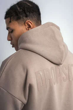 SUPER HEAVY OVERSIZE LOGO ZIP HOODIE SIMPLY TAUPE