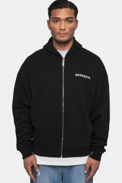 SUPER HEAVY OVERSIZE LOGO ZIP HOODIE BLACK