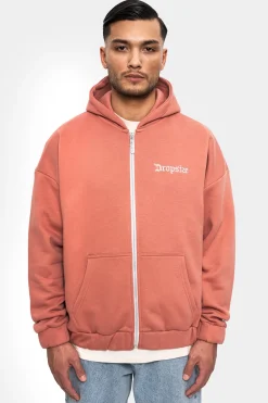 SUPER HEAVY OVERSIZE LOGO DESIGN ZIP HOODIE CANYON CLAY