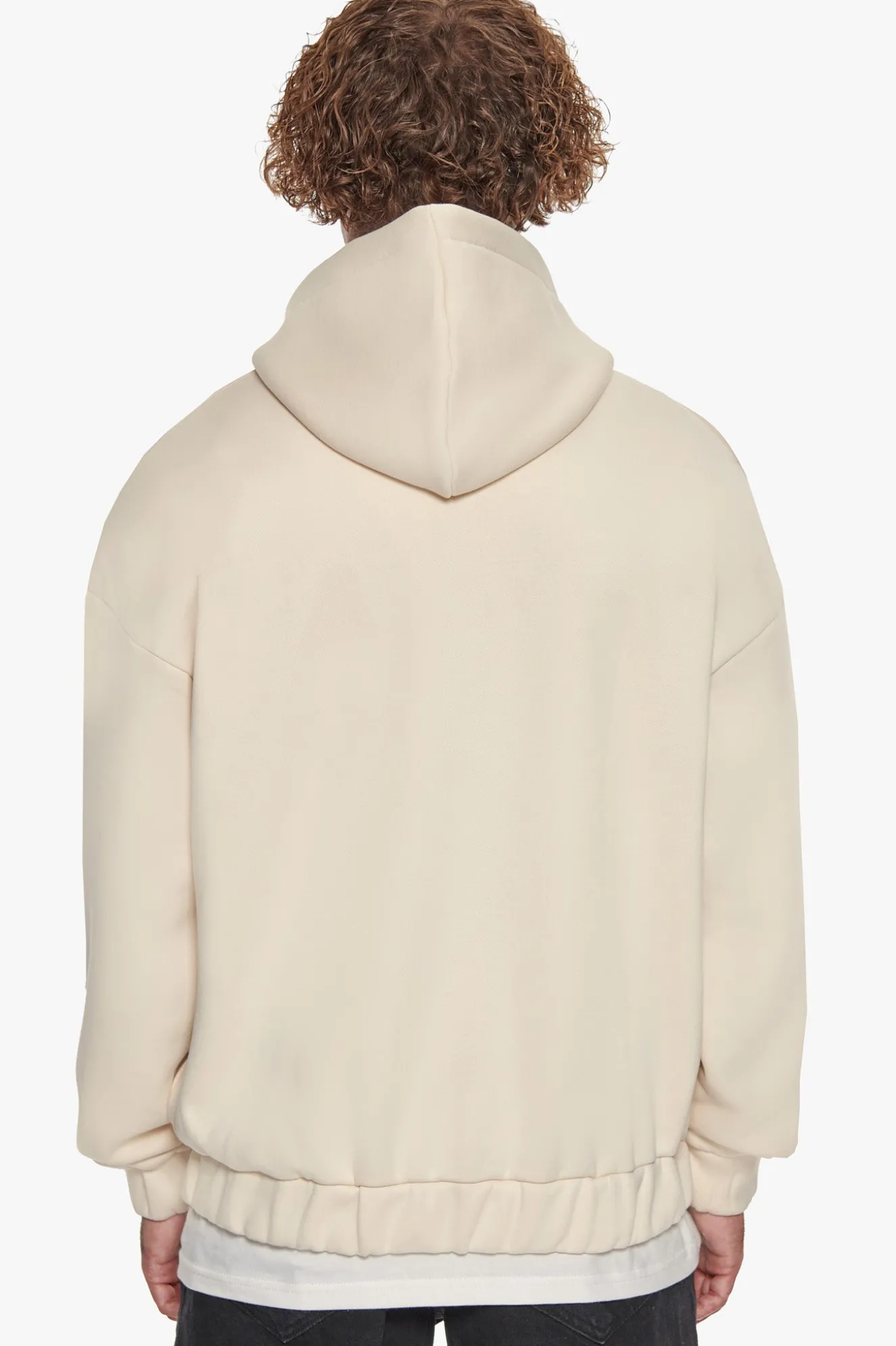 SUPER HEAVY OVERSIZE MID FRONT EMBO ZIP HOODIE COCONUT MILK