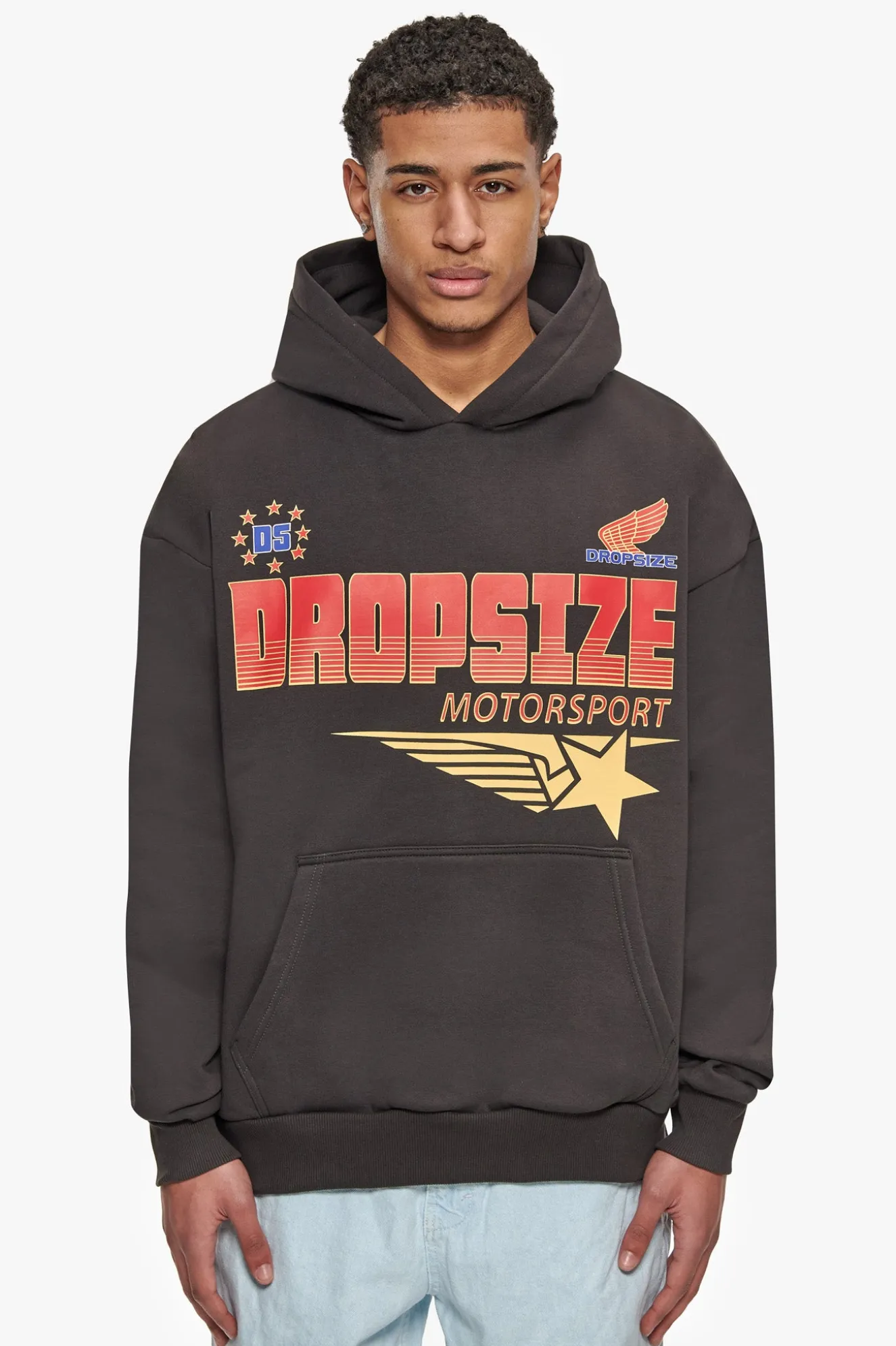 SUPER HEAVY OVERSIZE RACING DEPARTMENT HOODIE WASHED BLACK