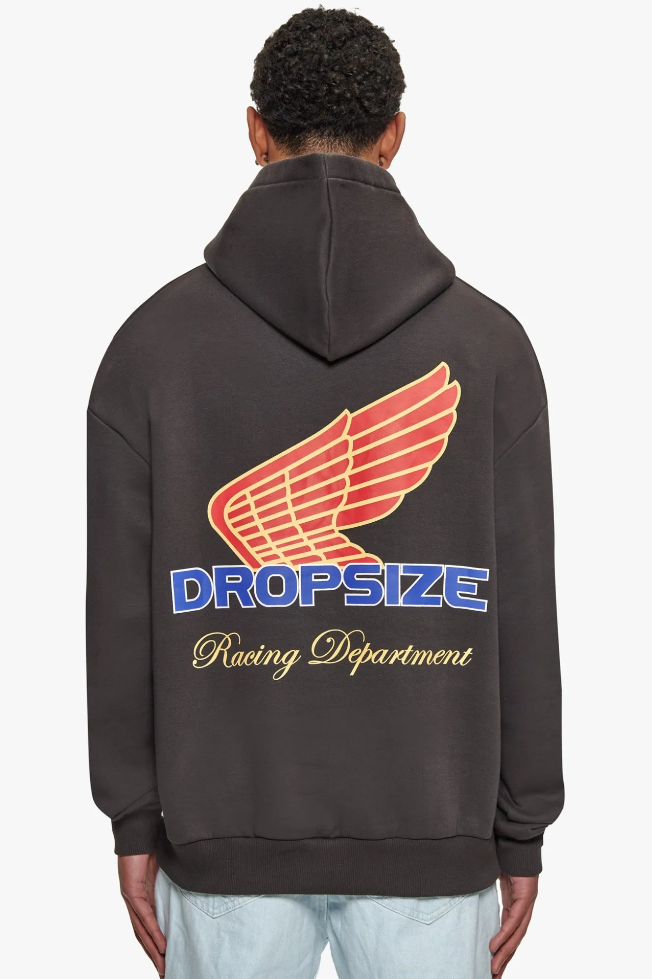 SUPER HEAVY OVERSIZE RACING DEPARTMENT HOODIE WASHED BLACK