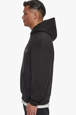 SUPER HEAVY OVERSIZE SMOOTH LOGO HOODIE BLACK
