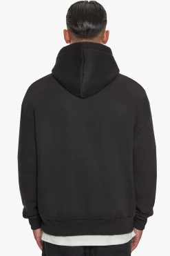 SUPER HEAVY OVERSIZE SMOOTH LOGO HOODIE BLACK