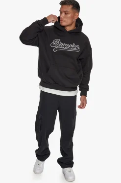 SUPER HEAVY OVERSIZE SMOOTH LOGO HOODIE BLACK