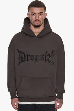 SUPER HEAVY OVERSIZE V2 MIDDLE EMBO HOODIE WASHED BLACK / BLACK